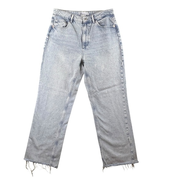 Zara Jeans Women's 10 Raw Hem High Waisted Light Wash - Picture 1 of 12